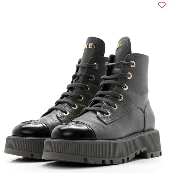 CHANEL BOTTINES ブーツ 0C857 ブラック 37 24cm CHANEL | Shoes | Chanel Black Boots With Glossy Toe Cap | Poshmark